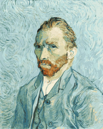 Picturi pe numere - Set pictura pe numere, cu sasiu, Autoportret - van Gogh, 40x50 cm