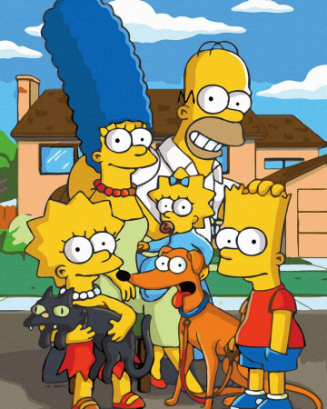 Set pictura pe numere, cu sasiu, Familia Simpson, 40x50 cm [0]