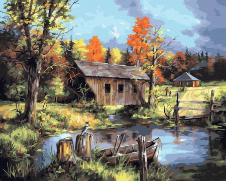 Dimensiune clasica 40x50cm - Set pictura pe numere, cu sasiu, Farmec rural, 40x50 cm