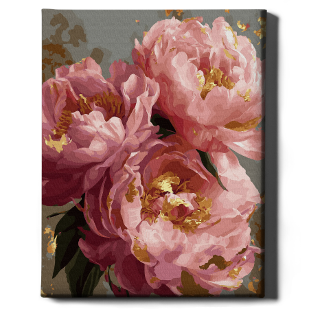 Set pictura pe numere, cu sasiu, Bujori luxurianti, 40x50 cm [1]