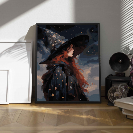 Set pictura pe numere, cu sasiu, In armonie cu stelele - vopsea aurie, 40x50 cm [3]