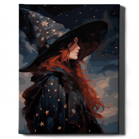 Set pictura pe numere, cu sasiu, In armonie cu stelele - vopsea aurie, 40x50 cm [1]