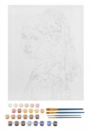 Set pictura pe numere, cu sasiu, Fata cu cercel de perla - Vermeer, 40x50 cm [1]