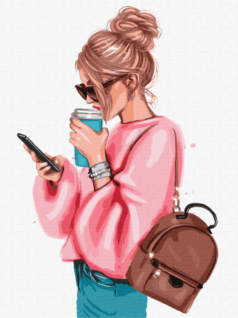 Dimensiuni medii si mici - Set pictura pe numere, cu sasiu, Ritm urban, 30x40 cm