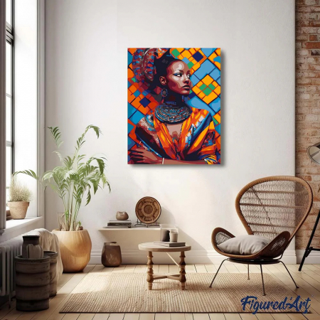Set pictura pe numere, cu sasiu, Frumusete africana, 40x50 cm [2]