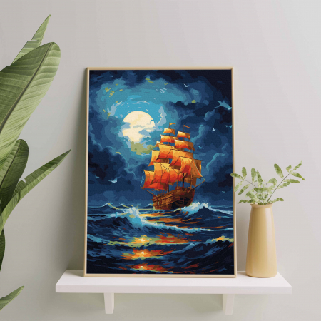 Set pictura pe numere, cu sasiu, Vapor in miez de noapte, 40x50 cm [3]