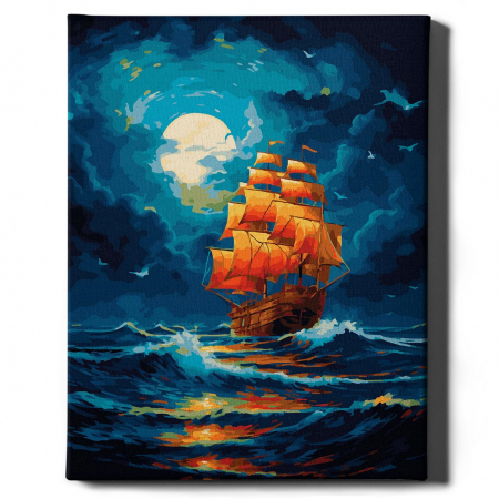 Set pictura pe numere, cu sasiu, Vapor in miez de noapte, 40x50 cm [1]