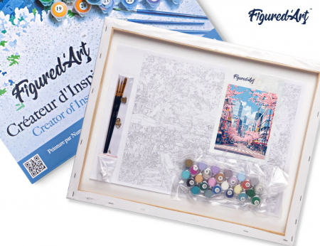 Set pictura pe numere, cu sasiu, Ciresii infloriti din Tokyo, 40x50 cm [3]