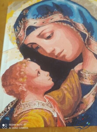 Set pictura pe numere, cu sasiu, Fecioara cu pruncul, 40x50 cm [1]