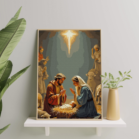 Set pictura pe numere, cu sasiu, Nasterea, 40x50 cm [2]