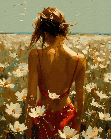 Picturi pe numere - Set pictura pe numere, cu sasiu, Linistea florilor, 40x50 cm