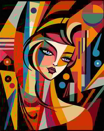 Set pictura pe numere, cu sasiu, Portret abstract in stil Picasso, 40x50 cm