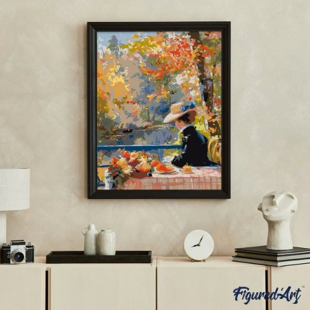 Set pictura pe numere, cu sasiu, Femeie si toamna, inspiratie Renoir, 40x50 cm [3]