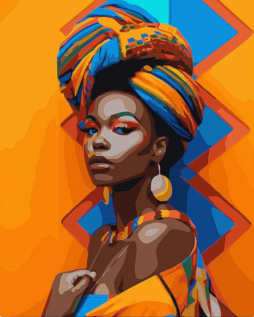 Set pictura pe numere, cu sasiu, Fata din Africa, 40x50 cm