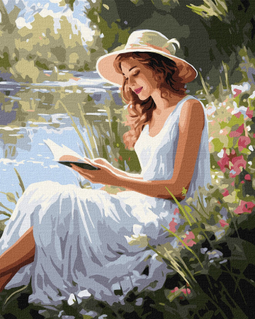 Dimensiune clasica 40x50cm - Set pictura pe numere, cu sasiu, O lectura fascinanta, 40x50 cm