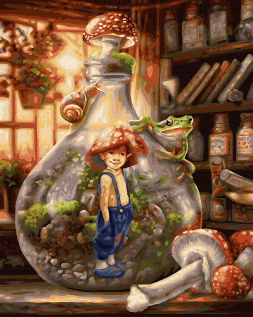 Set pictura pe numere, cu sasiu, Piticot, 40x50 cm