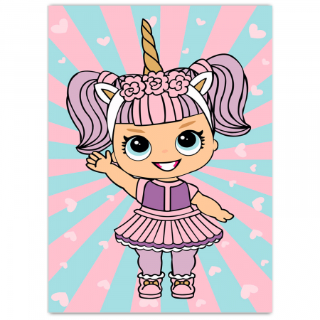 Set pictura pe numere, cu sasiu, Fetita cu Rochie Unicorn [0]