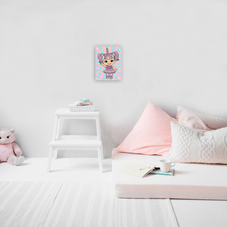 Set pictura pe numere, cu sasiu, Fetita cu Rochie Unicorn [2]