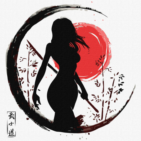 Set pictura pe numere, cu sasiu, Fiica Japoniei, 40x40 cm [0]