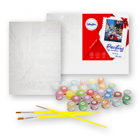 Set pictura pe numere, cu sasiu, Fiica Japoniei, 40x40 cm [1]