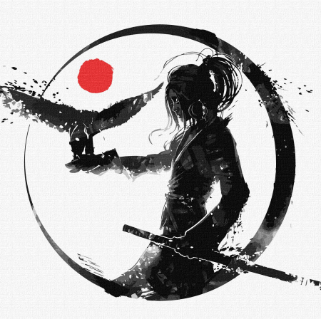 Set pictura pe numere, cu sasiu, Fiica samuraiului, 40x40 cm [0]