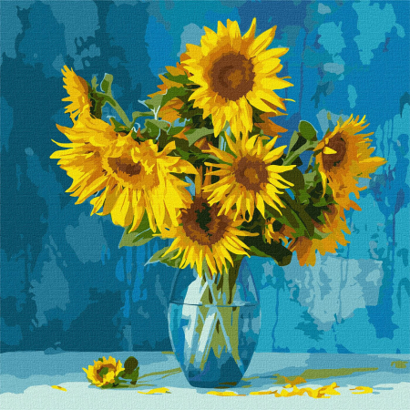Set pictura pe numere, cu sasiu, Floarea soarelui, 40x40 cm [0]