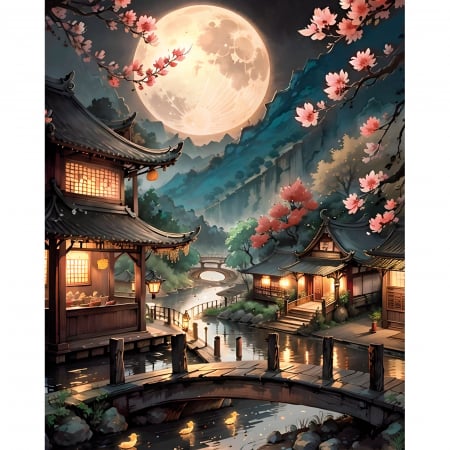 Set pictura pe numere, cu sasiu, Noapte orientala, 40x50 cm