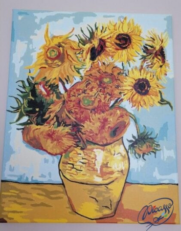 Set pictura pe numere, cu sasiu, Floarea soarelui - Van Gogh, 40x50 cm [1]