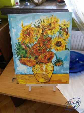Set pictura pe numere, cu sasiu, Floarea soarelui - Van Gogh, 40x50 cm [3]