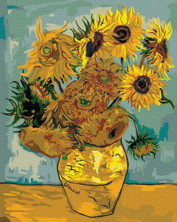 Set pictura pe numere, cu sasiu, Floarea soarelui - van Gogh, 50x65 cm [0]