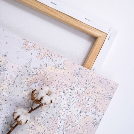 Set pictura pe numere, cu sasiu, Flori aurii si pisica neagra - culori metalizate, 40x50 cm [4]