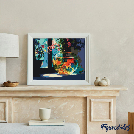 Set pictura pe numere, cu sasiu, Acvariu insorit, 40x50 cm [2]