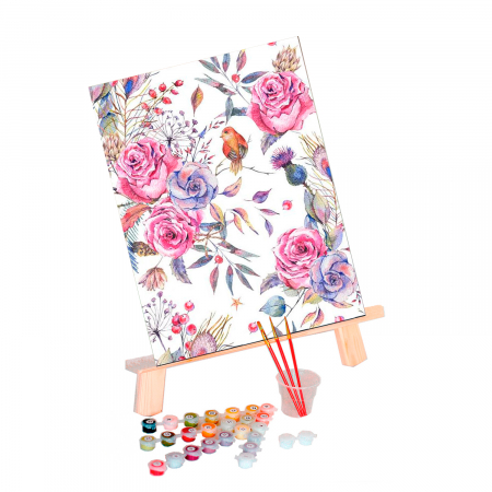 Set pictura pe numere, cu sasiu, Flori delicate [1]