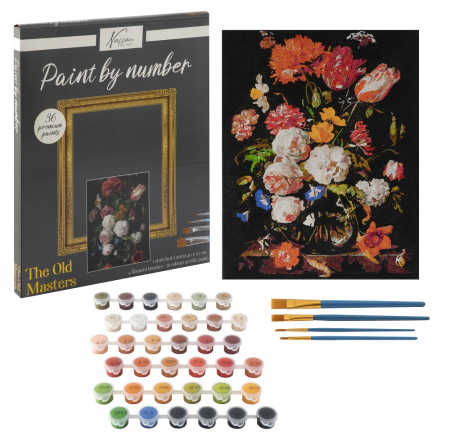 Set pictura pe numere, cu sasiu, Flori - Jan Davidszoon de Heem, 40x50 cm [4]