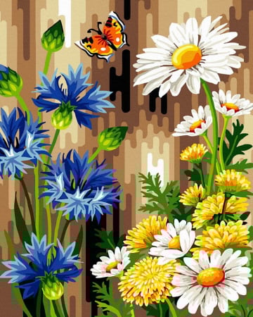 Set pictura pe numere, cu sasiu, Flori langa gard, 40x50 cm [0]