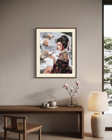 Set pictura pe numere, cu sasiu, Frumusete din Japonia, 40x50 cm [1]
