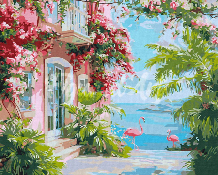 Set pictura pe numere, cu sasiu, Vila la malul marii, 40x50 cm [0]