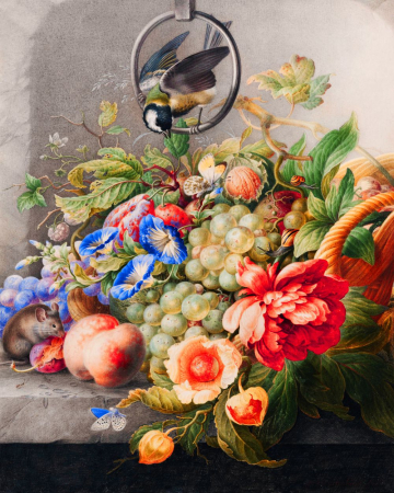 Dimensiune clasica 40x50cm - Set pictura pe numere, cu sasiu, Flori si fructe - Herman Henstenburgh, 40x50 cm