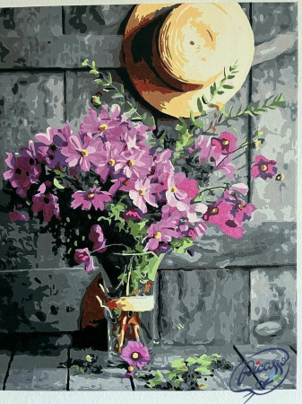 Set pictura pe numere, cu sasiu, Flori violet, 40x50 cm [1]