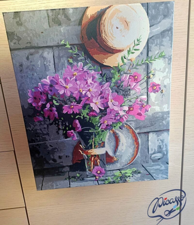 Set pictura pe numere, cu sasiu, Flori violet, 40x50 cm [3]
