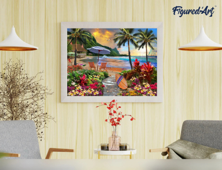 Set pictura pe numere, cu sasiu, Sub cocotieri, 40x50 cm [1]