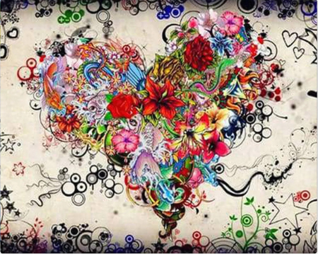 Set pictura pe numere, cu sasiu, Florile inimii, 40x50 cm [0]