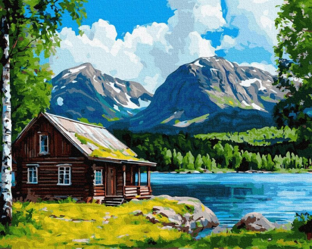 Picturi pe numere - Set pictura pe numere, cu sasiu, Acoperis rece, inima calda, 40x50 cm