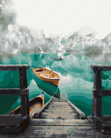 Dimensiune clasica 40x50cm - Set pictura pe numere, cu sasiu, Nori si fiorduri, 40x50 cm