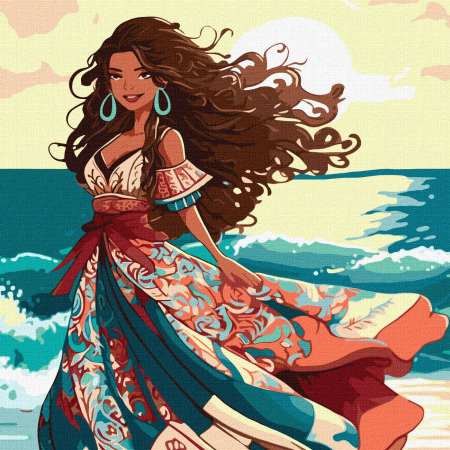 Set pictura pe numere, cu sasiu, Frumoasa la malul marii, 40x40 cm [0]