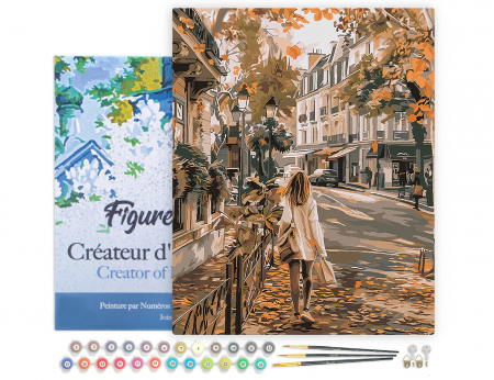 Set pictura pe numere, cu sasiu, Plimbare in oras, toamna, 40x50 cm [1]