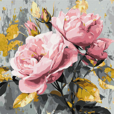Picturi pe numere dimensiuni mici și medii – ușor de realizat, perfecte pentru orice spațiu - Set pictura pe numere, cu sasiu, Frumusete delicata - culori metalizate, 40x40 cm