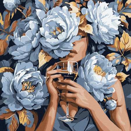Picturi pe numere - Set pictura pe numere, cu sasiu, Frumusete delicata - extra culori metalizate, 40x40 cm