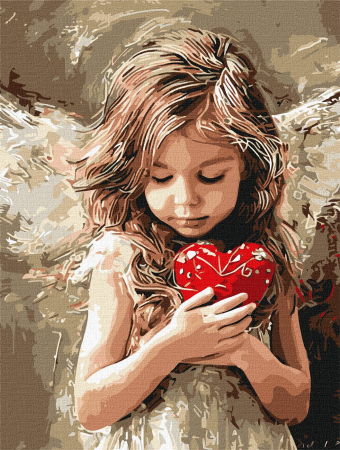 Picturi pe numere - Set pictura pe numere, cu sasiu, Ingerul iubirii, 30x40 cm