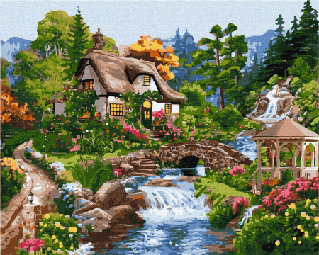 Set pictura pe numere, cu sasiu, Casa de vis, 40x50 cm [0]